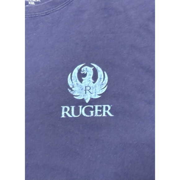 VTG Ruger Firearms T Shirt Blue Made In USA XXL 90s Y2K 1949 2nd Amendment - Picture 2 of 4